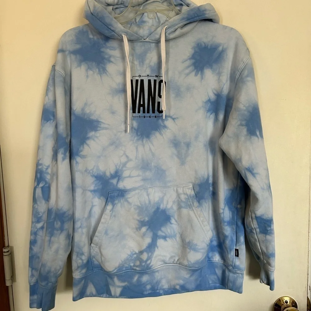Vans blue and white tie dye pullover hoodie size small